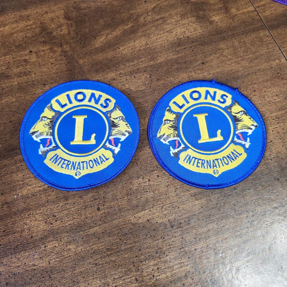 Lions Club International 5in Patch Pair Blue Gold Embroidered Badge Applique